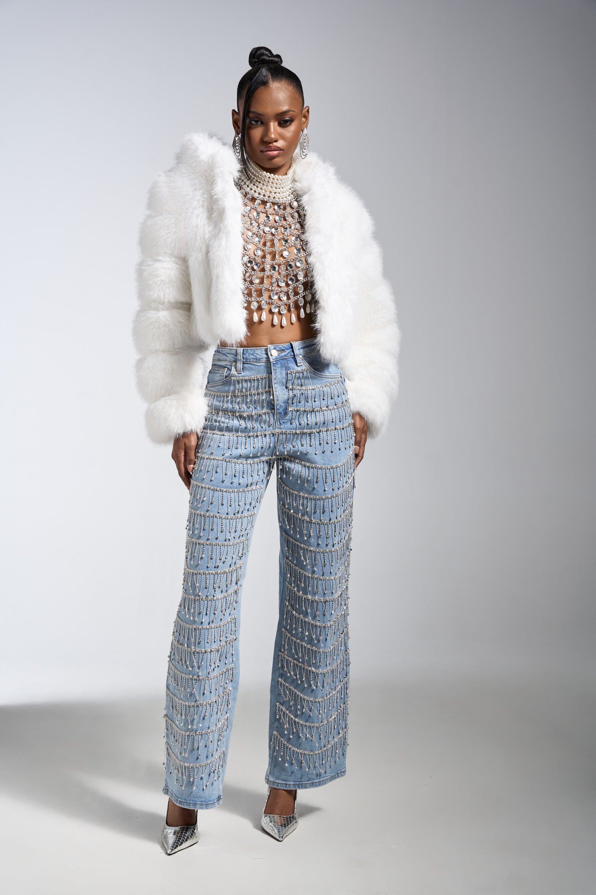 JOLENE FAUX FUR COAT IN WHITE