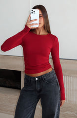 Only For Tonight Long Sleeve Top Wine