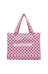 Circle Back To Me Tote Bag Pink/Burgundy Polka Dot