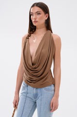 LEXI SATIN COWL NECK BLOUSE