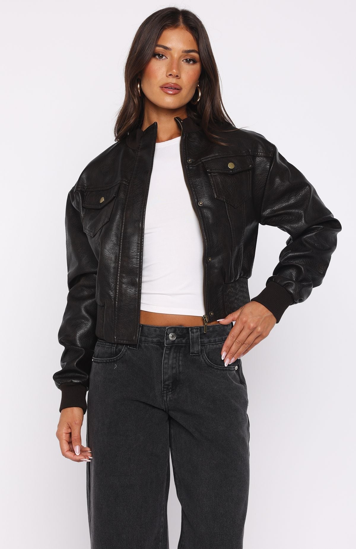 She's Sassy PU Jacket Coffee