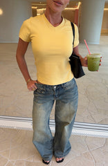 Maeve Low Rise Wide Leg Jeans Sand