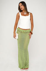 Hold Your Power Crochet Maxi Skirt Pistachio