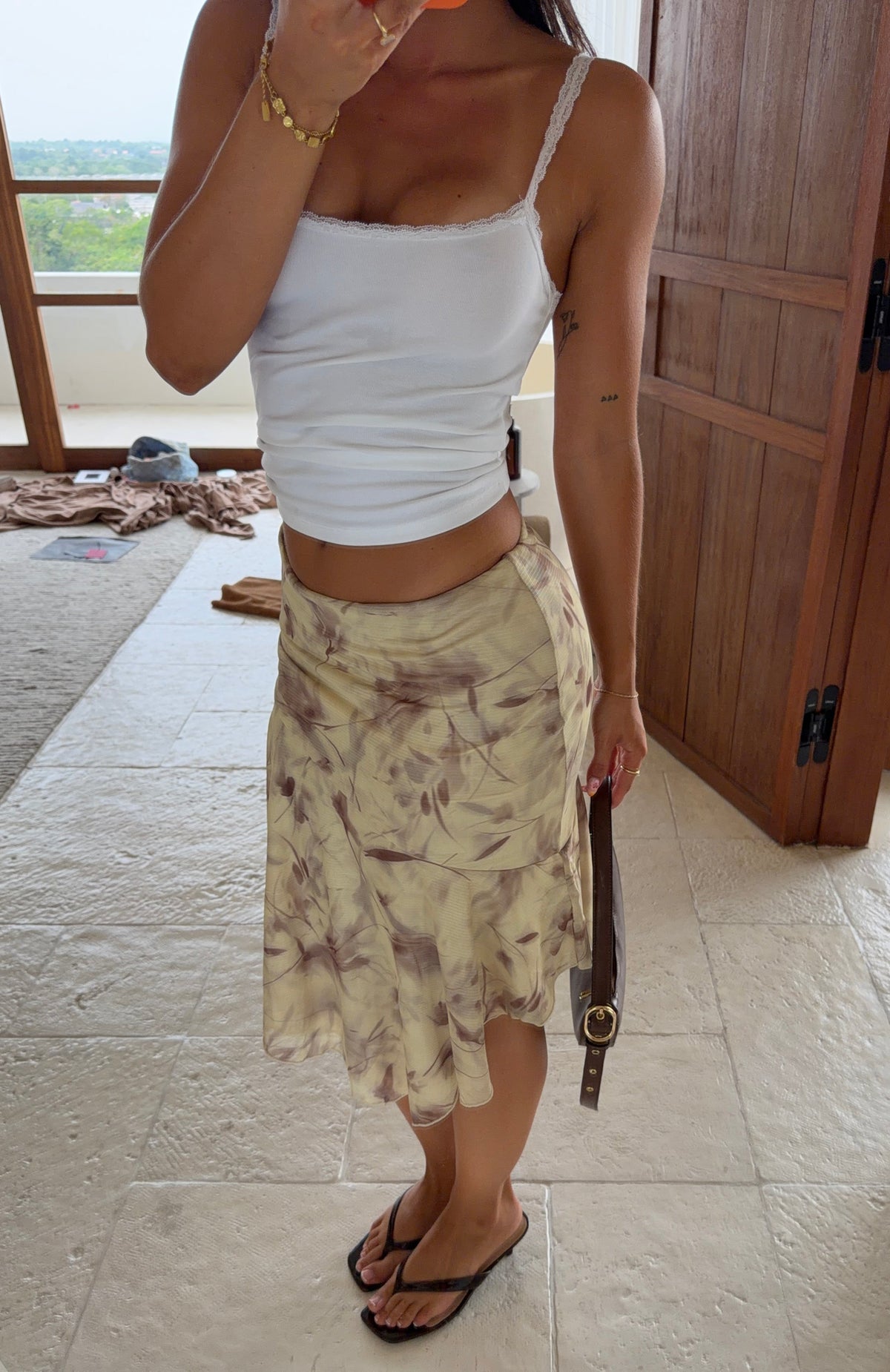 Summer In Bali Midi Skirt Golden Dusk