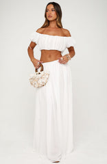 Flounce Flirt Maxi Skirt White