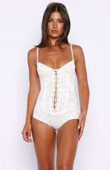 Stepped Out Playsuit White