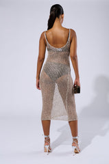 UNDER THE SEA METALLIC CROCHET MIDI DRESS
