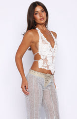 More Dreams Halter Top White