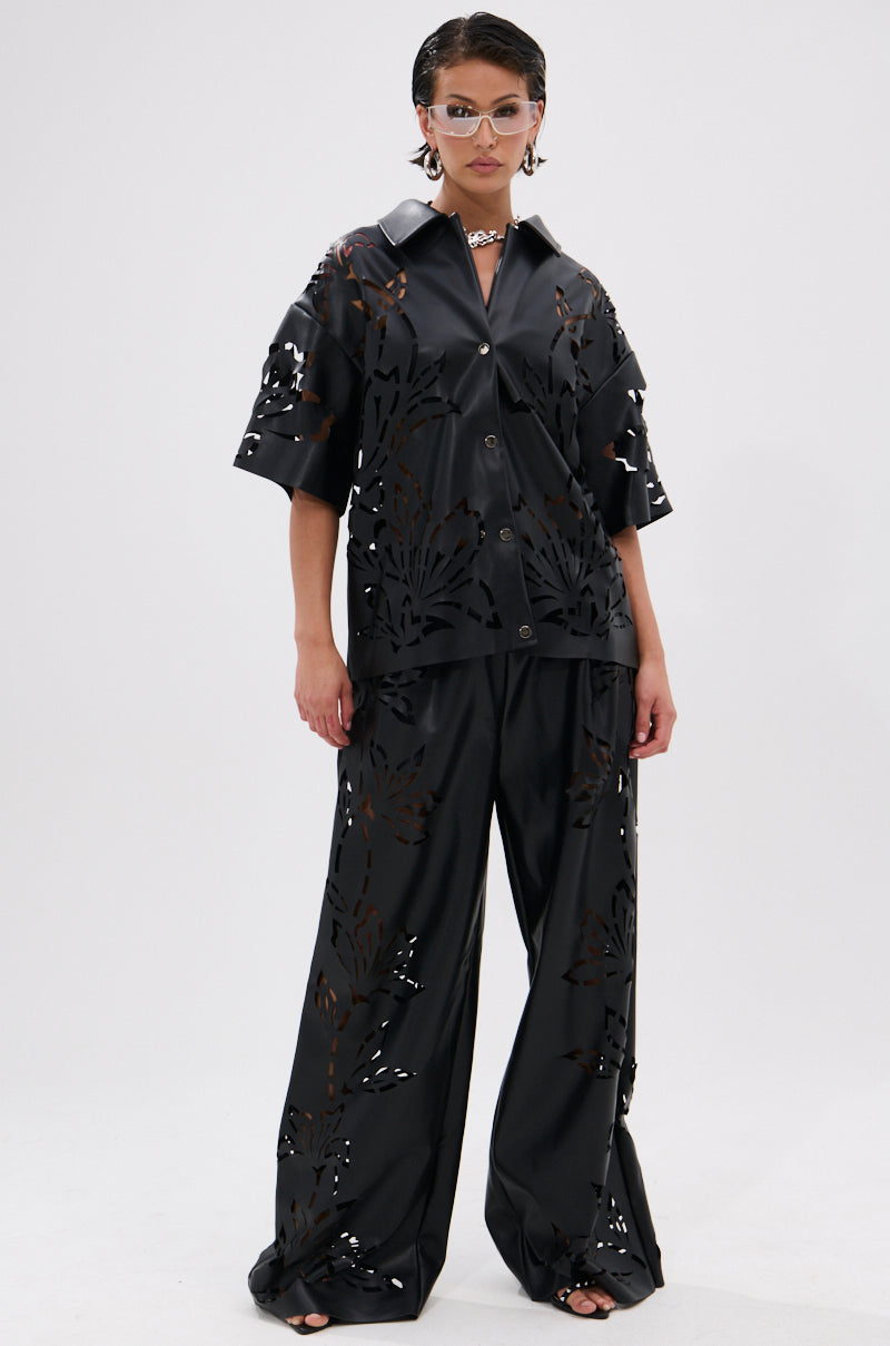 GOING CRAZY PU CUTOUT PALAZZO PANT