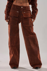 THINK ABOUT YOU ALL THE TIME VELVET DENIM CARGO TROUSER