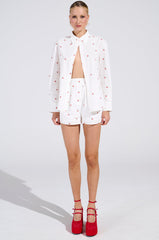 FLOWER WOMAN BUTTON DOWN TOP