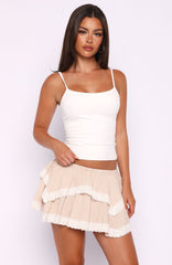 Can't Help It Mini Skirt Oat Gingham