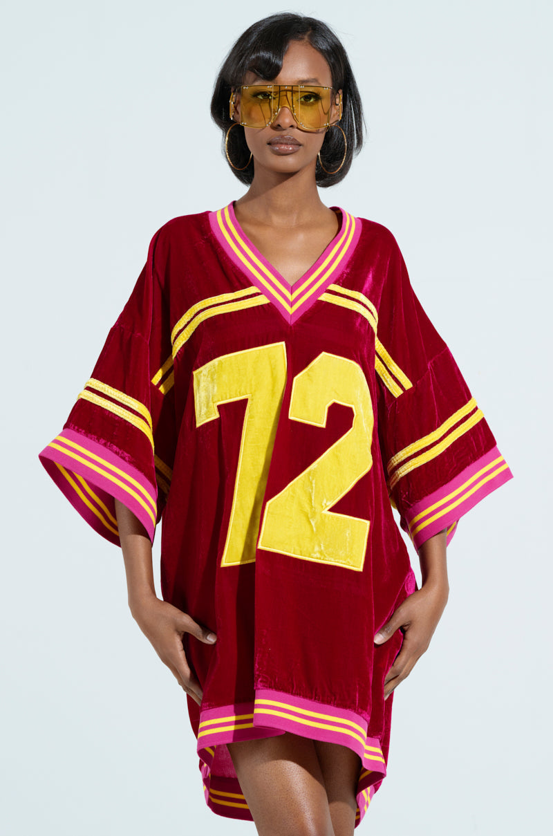 MOVING FORWARD VELVET JERSEY DRESS