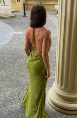 Slow Dancer Beaded Maxi Dress Green Tea