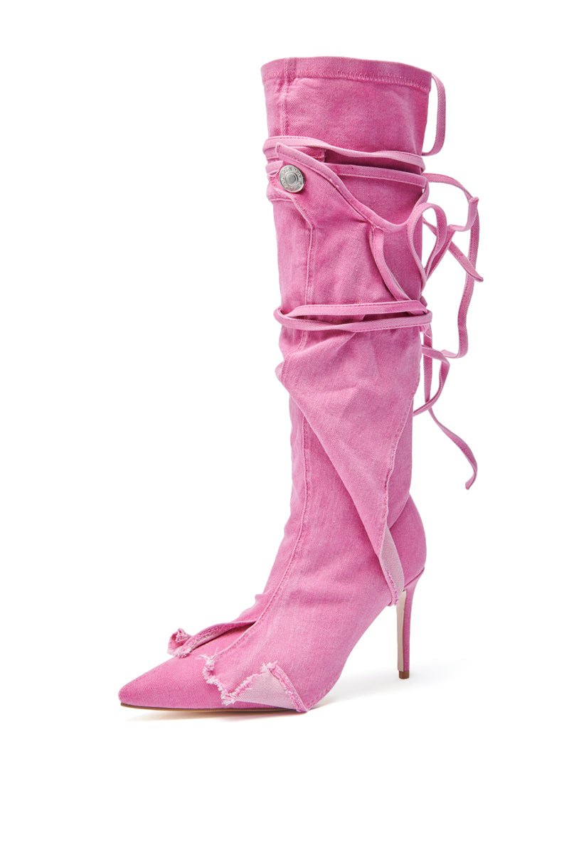 AZALEA WANG VILLAREAL PINK STRAPPY BOOT