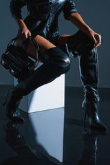 AZALEA WANG WYNNDY BLACK THIGH HIGH BOOT