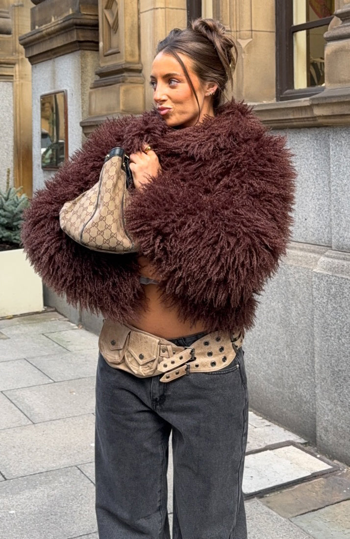 Weekend Away Faux Fur Jacket Chocolate