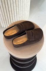Cayson Loafer Slides Chocolate Faux Suede
