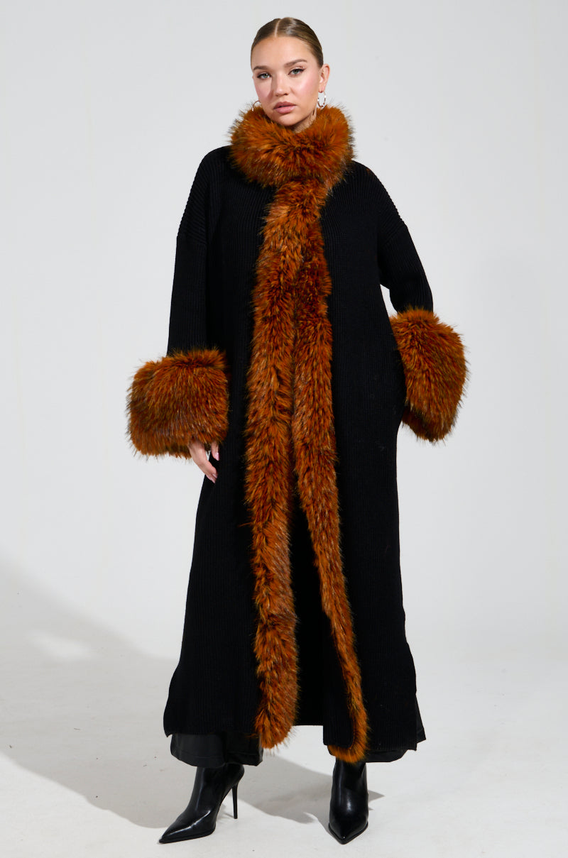 SNOWY NIGHT LONG CARDIGAN IN BLACK