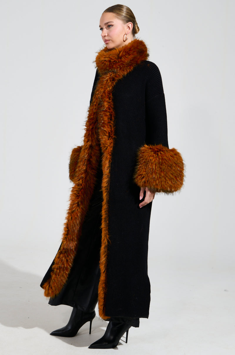 SNOWY NIGHT LONG CARDIGAN IN BLACK