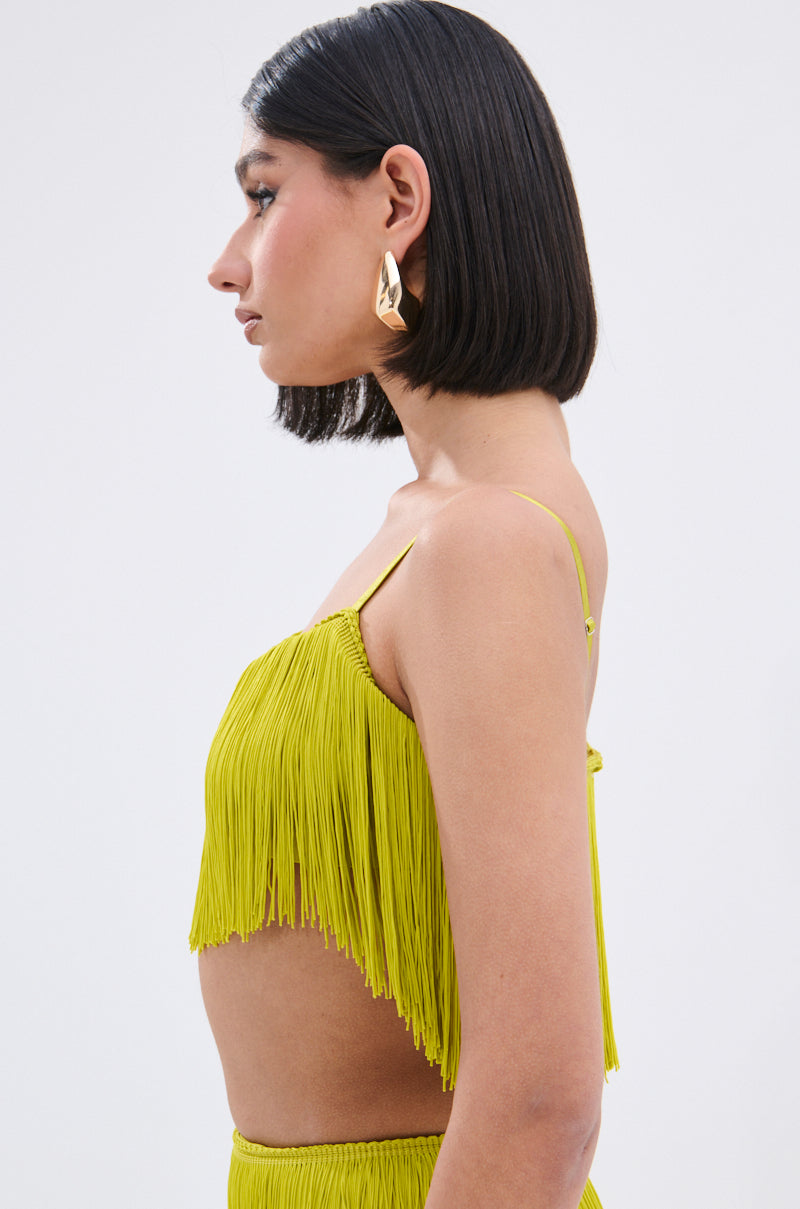 OH SO FRINGE TOP IN GREEN