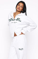 Through Thick And Thin Boxy Zip Front Hoodie Grey Marle