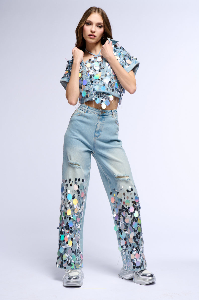 A GIRL NAMED LUCKY EMBELLISHED HALTER NECK TOP