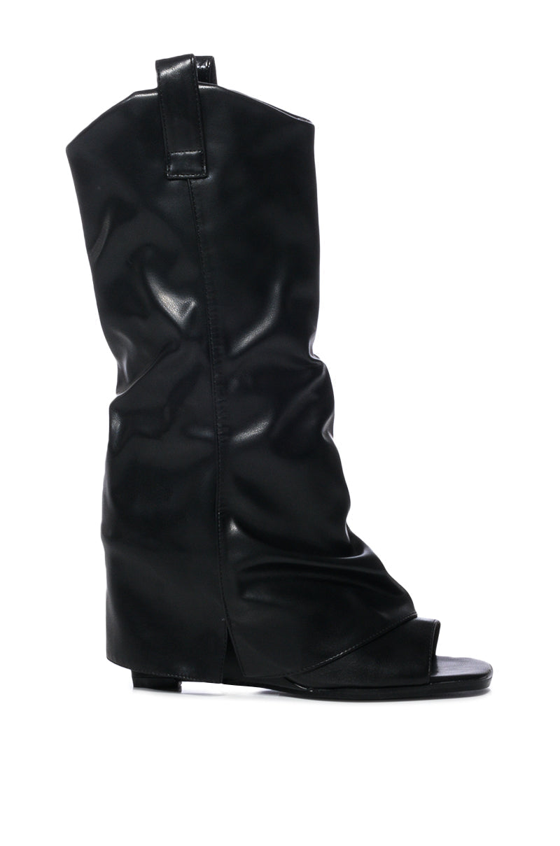 ETRO PEEP TOE MID CALF BOOT IN BLACK