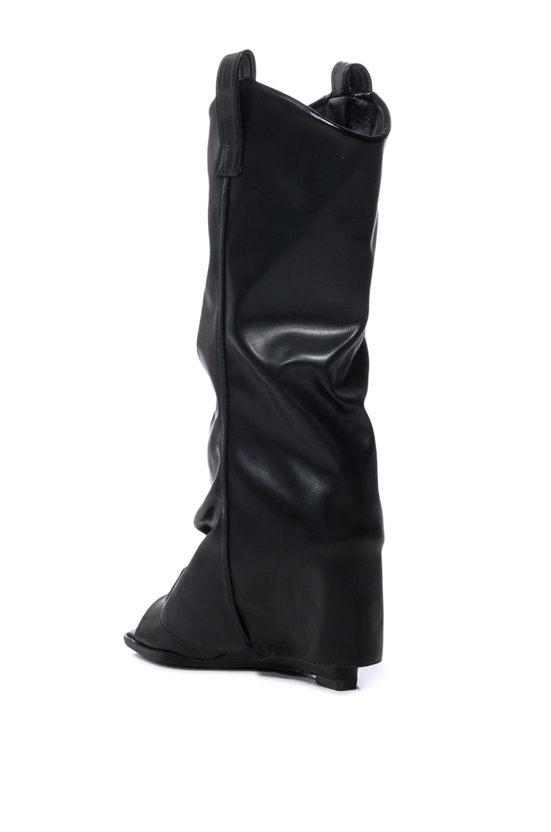 ETRO PEEP TOE MID CALF BOOT IN BLACK
