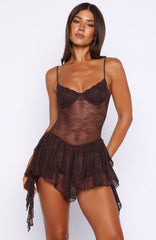 Only Tonight Lace Playsuit Chocolate