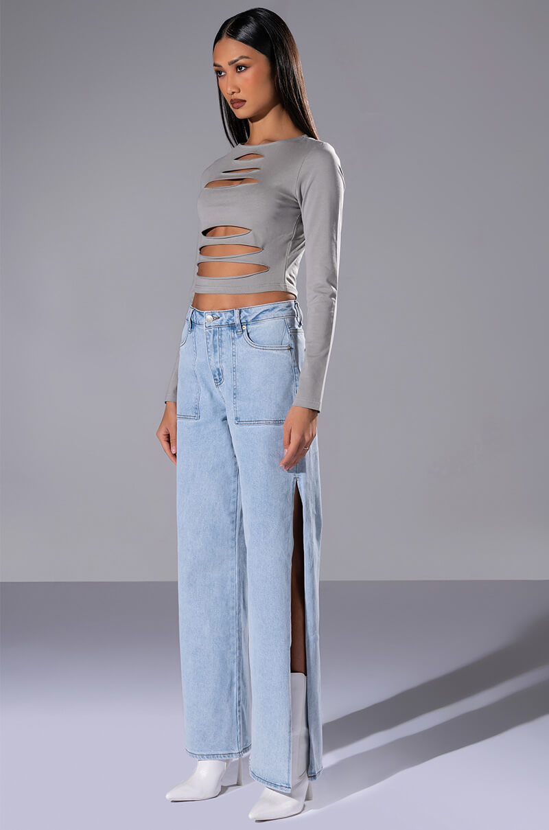 ALANI CUT OUT LONG SLEEVE CROP TOP