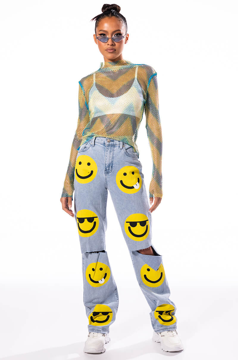 ALL ABOUT SMILES HIGH RISE STRAIGHT JEANS
