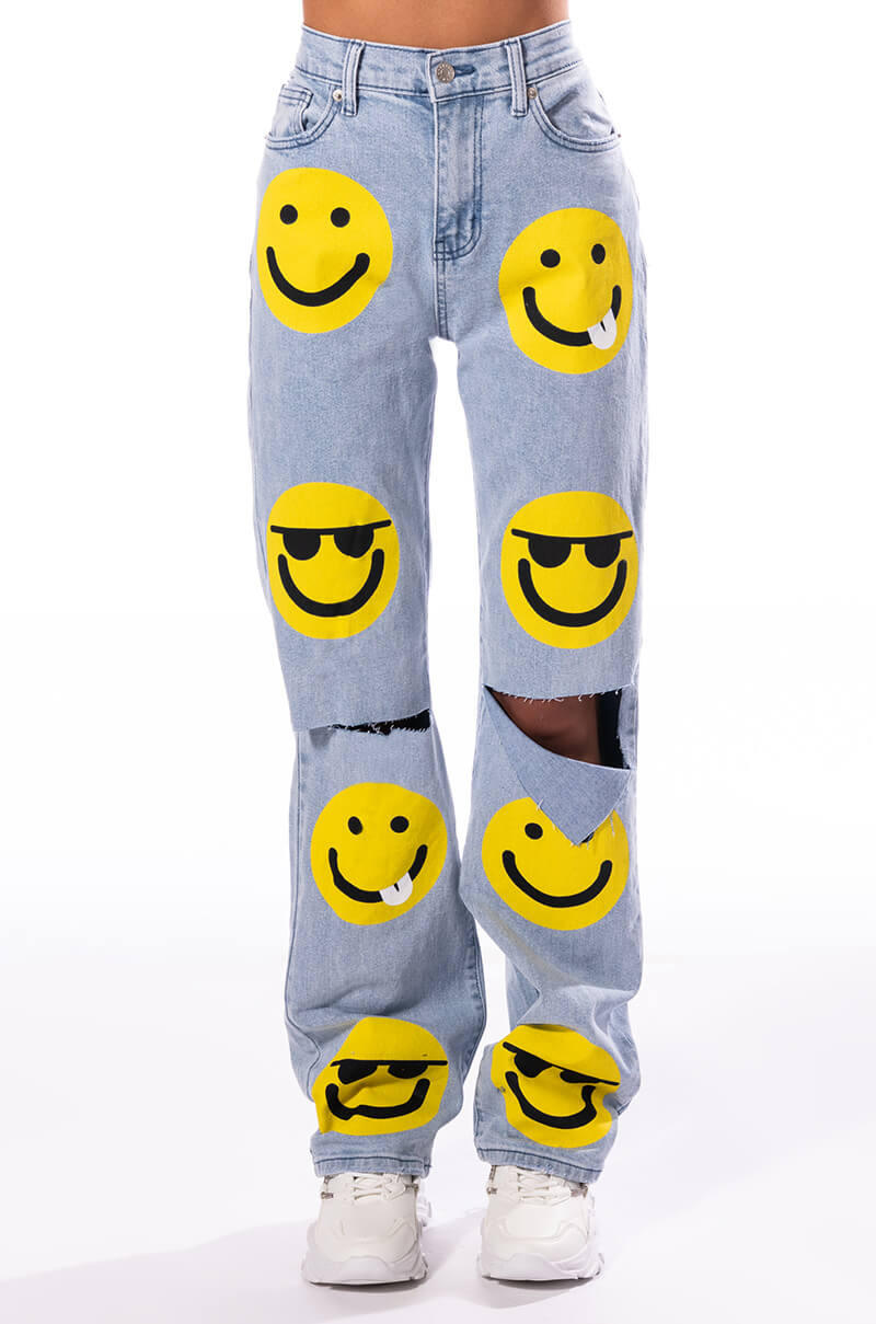 ALL ABOUT SMILES HIGH RISE STRAIGHT JEANS