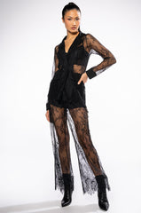 ALL OVER LACE HIGH WAIST WIDE LEG TROUSER