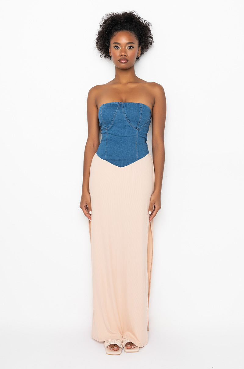 ALL THE FEELS MAXI TUBE DRESS WITH HIGH SLIT
