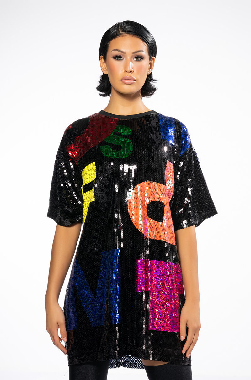 ALPHABET SEQUIN COVERED TSHIRT