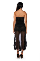 PHOEBE RUFFLE MINI DRESS IN BLACK