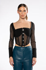 GAGA LONG SLEEVE STRUCTURED TOP