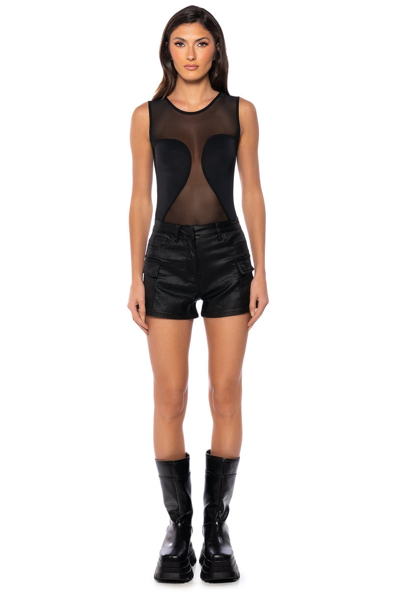 AMY FAUX LEATHER CARGO SHORTS
