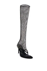 ANNALISE BLACK MESH OPEN TOE SANDAL BOOT