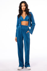 ASTRID PLEATED FRONT ZIP HOODIE