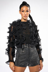 SABRINA RUFFLE DETAIL LONG SLEEVE BLOUSE