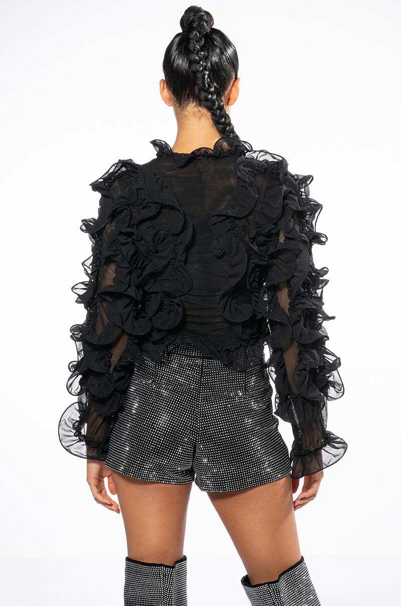 SABRINA RUFFLE DETAIL LONG SLEEVE BLOUSE