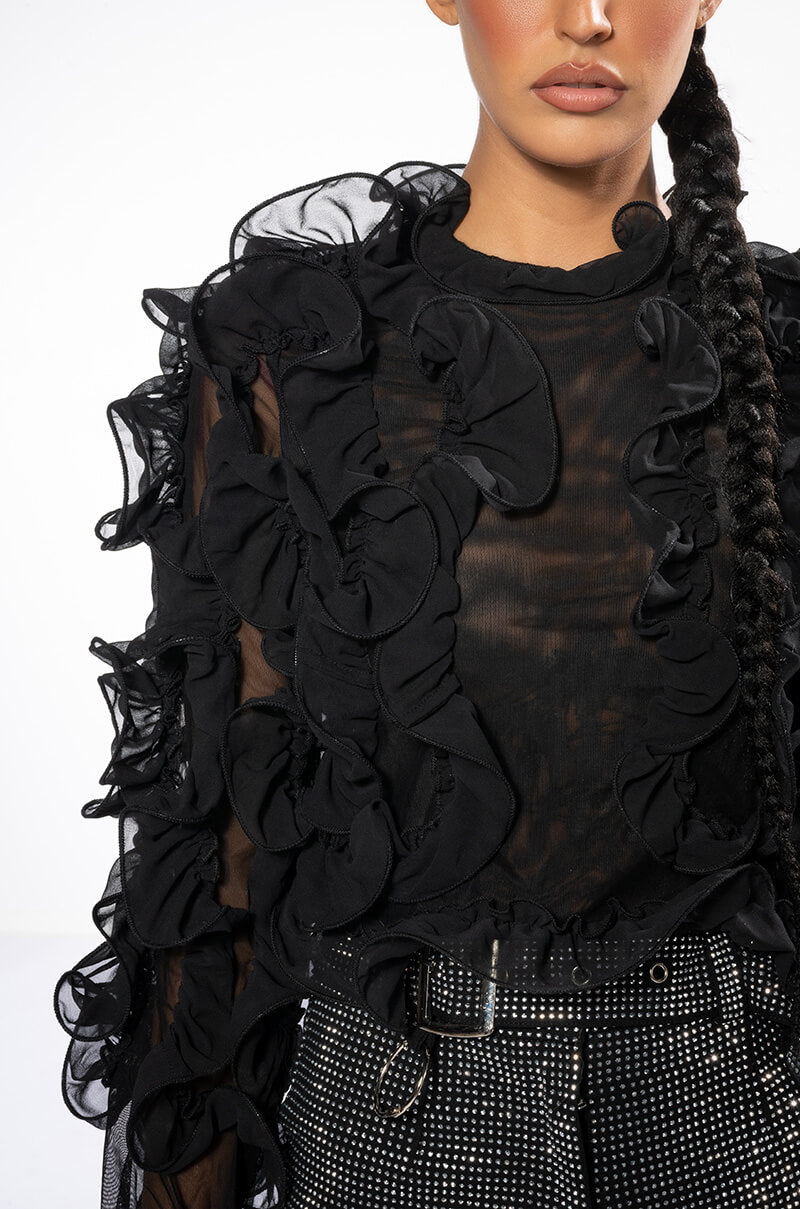 SABRINA RUFFLE DETAIL LONG SLEEVE BLOUSE