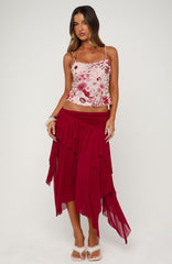Cascade Around Me Midi Skirt Dragonfruit