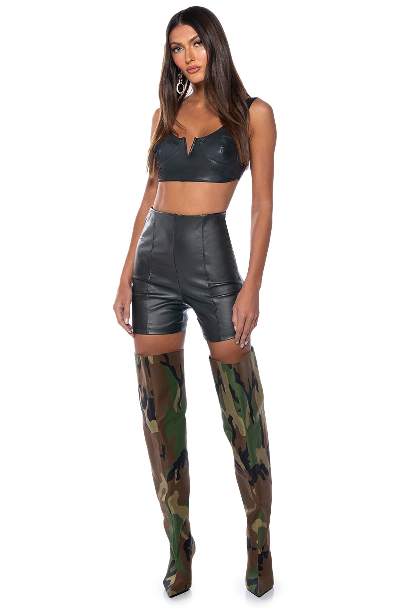 AVA FAUX LEATHER BIKER SHORTS