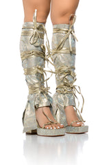 AZALEA WANG PHENIX GOLD RHINESTONE STRAPPY SANDAL