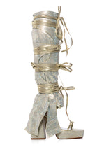 AZALEA WANG PHENIX GOLD RHINESTONE STRAPPY SANDAL