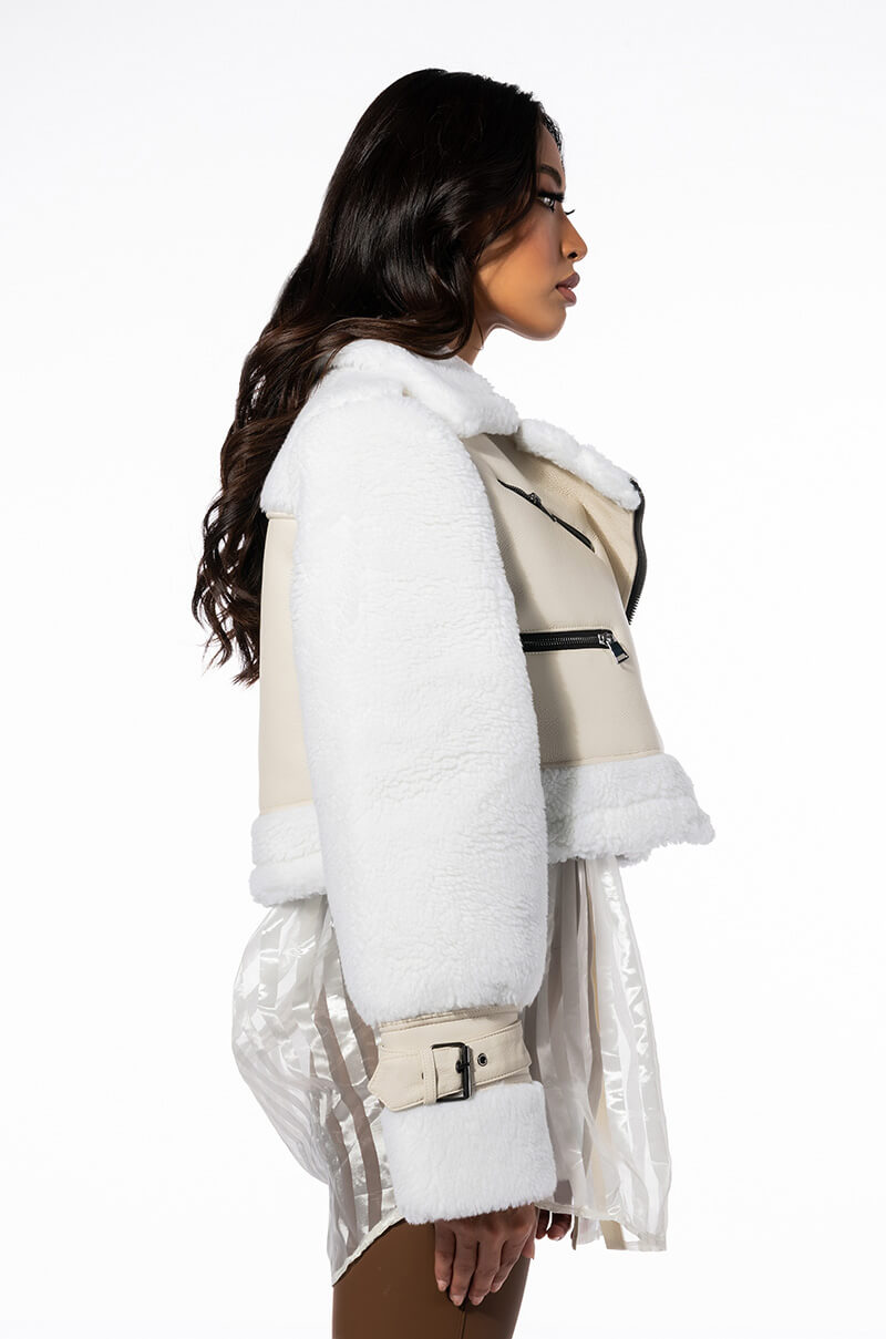 MACKY BREAK APART TEDDY PLEATHER TRENCH