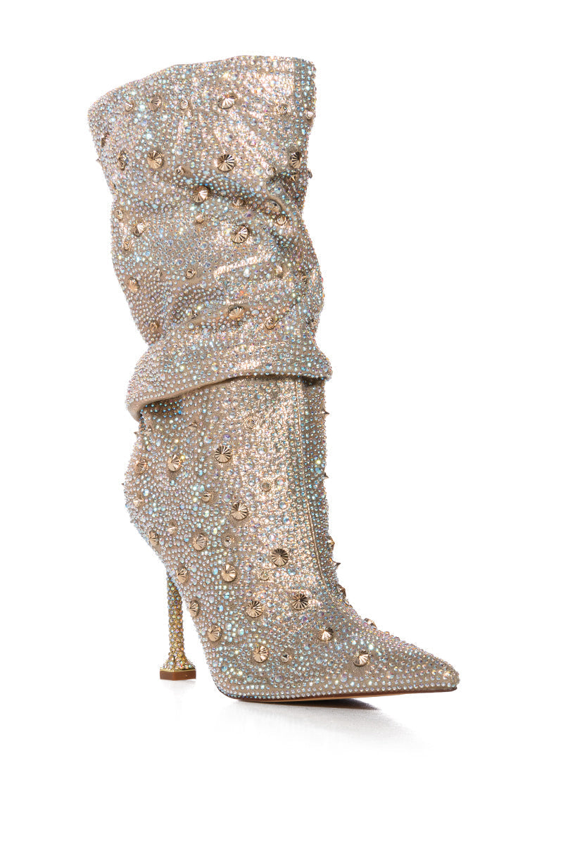 AZALEA WANG BEVERLY HILLS GOLD EMBELLISHED BOOT